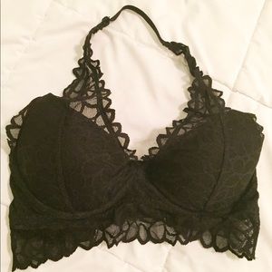 Black lace halter push-up VS bralette